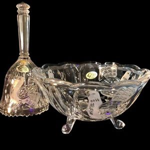 GERMAN CRYSTAL FOOTED BOWL AND BELL SET FROM THE EUROPEAN COLLECTION